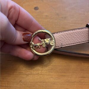 Coach Blush Pink and Gold Women's Belt- leather